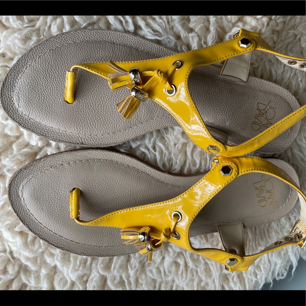 Size 7.5 yellow patent sandals by Joan and David